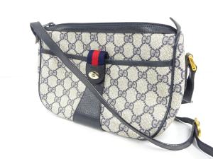 GUCCI GGプラス PVC ショルダーバッグ 8902･032 ネイビー